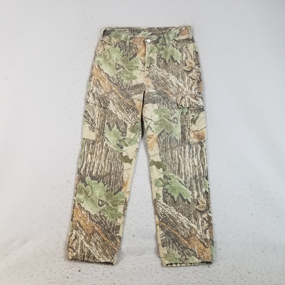 Liberty‎ Cargo Pants Men 34x30 Green Realtree Camo Adjustable Waist Hunting FLAW